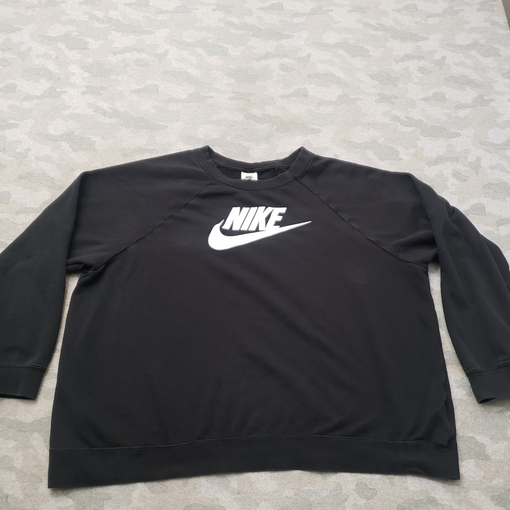 Nike Sweatshirt Womens 1X Black Pullover Long Sleeve Center Swoosh